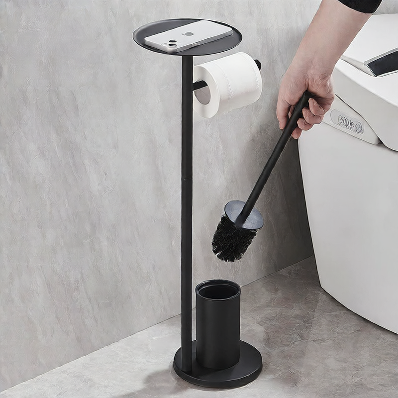 Freestanding Toilet Roll Holder with Brush & Tray