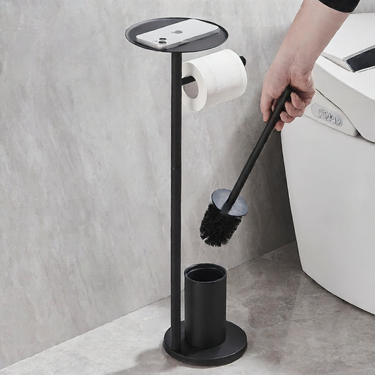 Freestanding Toilet Roll Holder with Brush & Tray