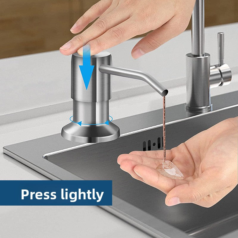 Stainless Steel Wall Mount Hand Press Soap Dispenser — detail view