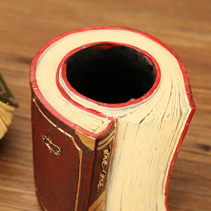 Retro Book Pen Holder Creative Multifunctional Resin Desk Organizer — close-up