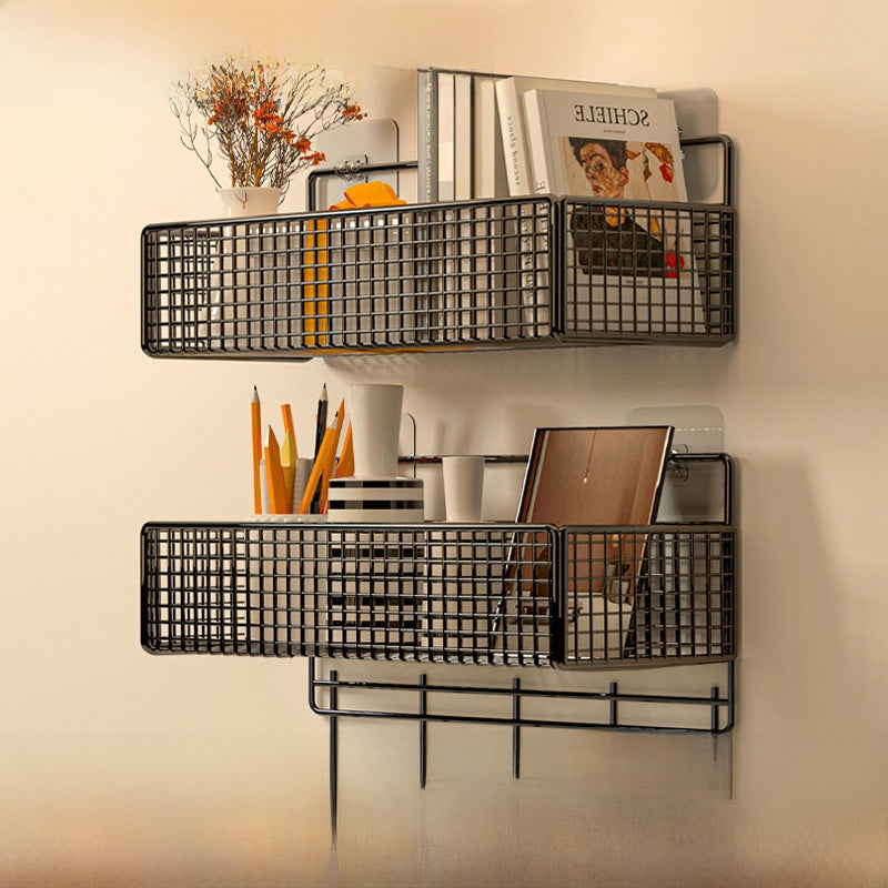 Wall Mounted Storage Rack with Hooks — front view