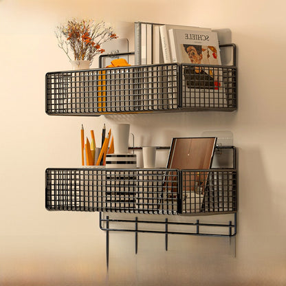 Wall Mounted Storage Rack with Hooks — front view