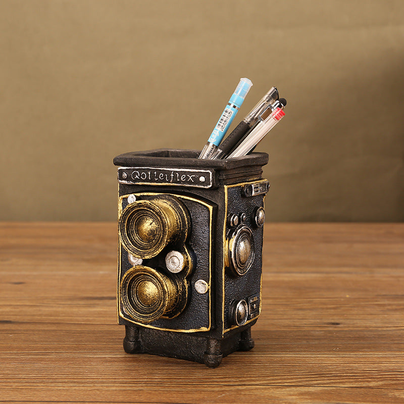 Retro Book Pen Holder Creative Multifunctional Resin Desk Organizer — in use