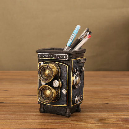 Retro Book Pen Holder Creative Multifunctional Resin Desk Organizer — in use