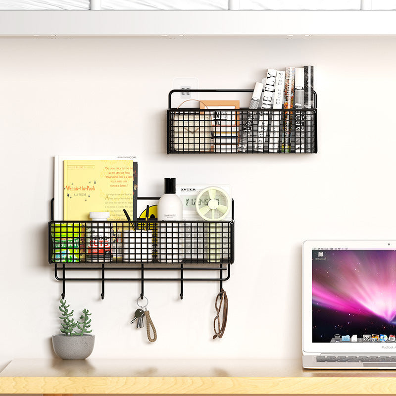 Wall Mounted Storage Rack with Hooks — detail view
