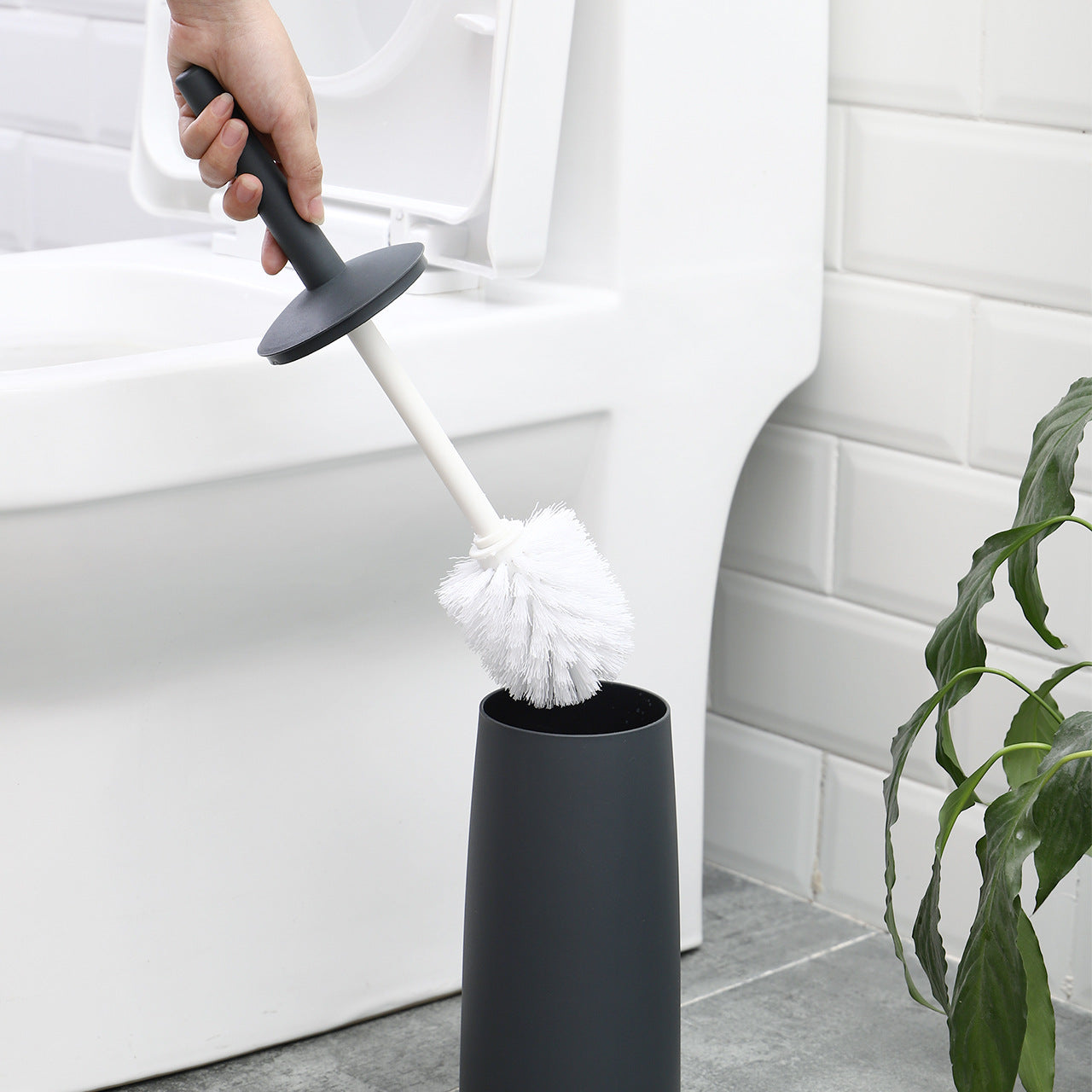 Soft-Bristle Toilet Brush with Holder