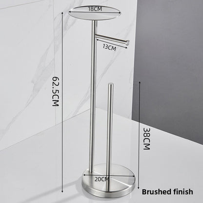 Freestanding Toilet Roll Holder with Brush & Tray