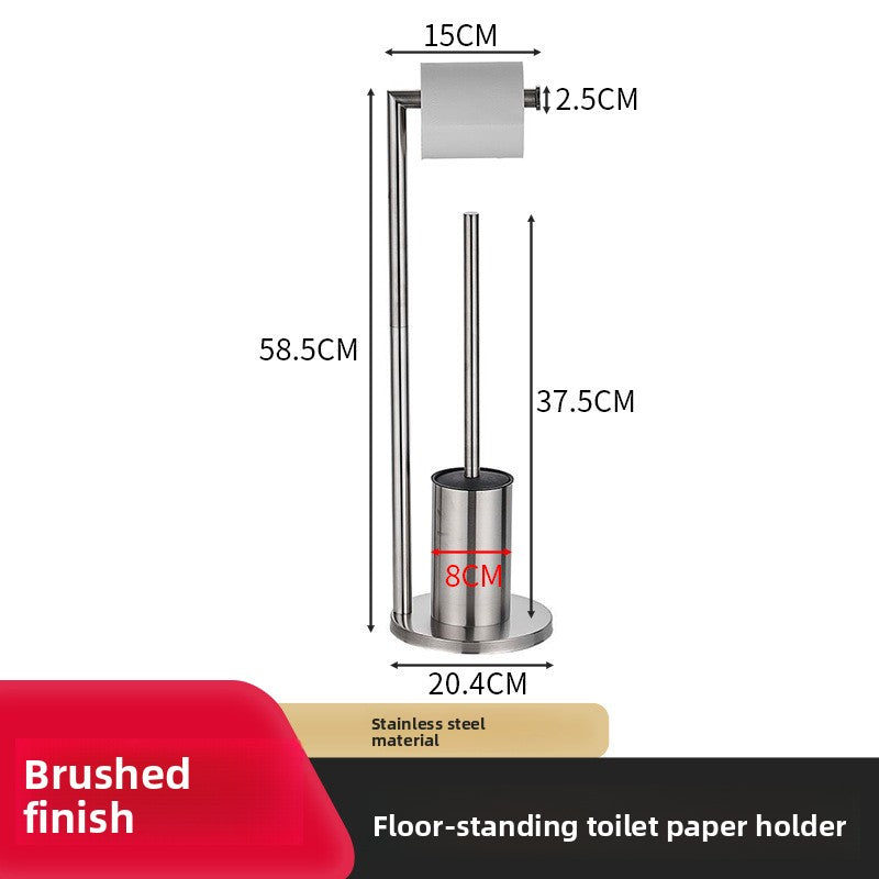 Freestanding Toilet Roll Holder with Brush & Tray