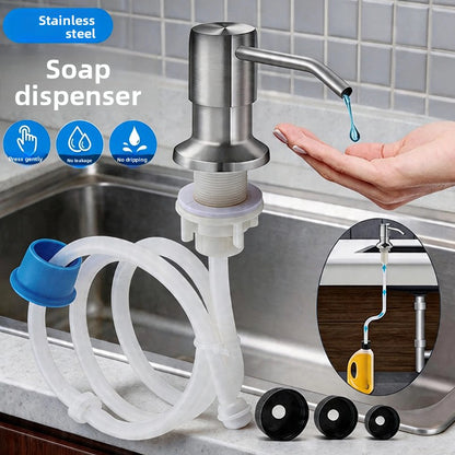 Stainless Steel Wall Mount Hand Press Soap Dispenser — front view