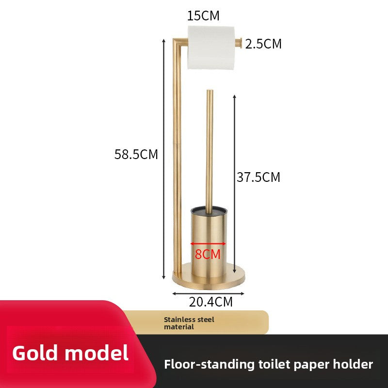 Freestanding Toilet Roll Holder with Brush & Tray