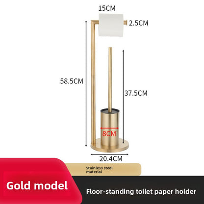 Freestanding Toilet Roll Holder with Brush & Tray
