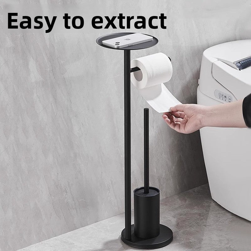 Freestanding Toilet Roll Holder with Brush & Tray